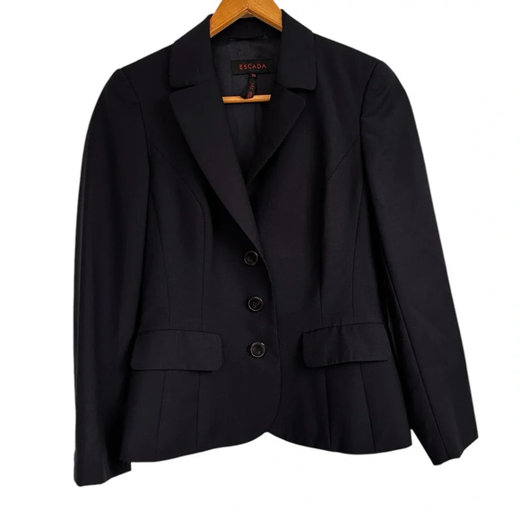 Vintage ESCADA Navy 100% Virgin Wool Blazer - Picture 12 of 16